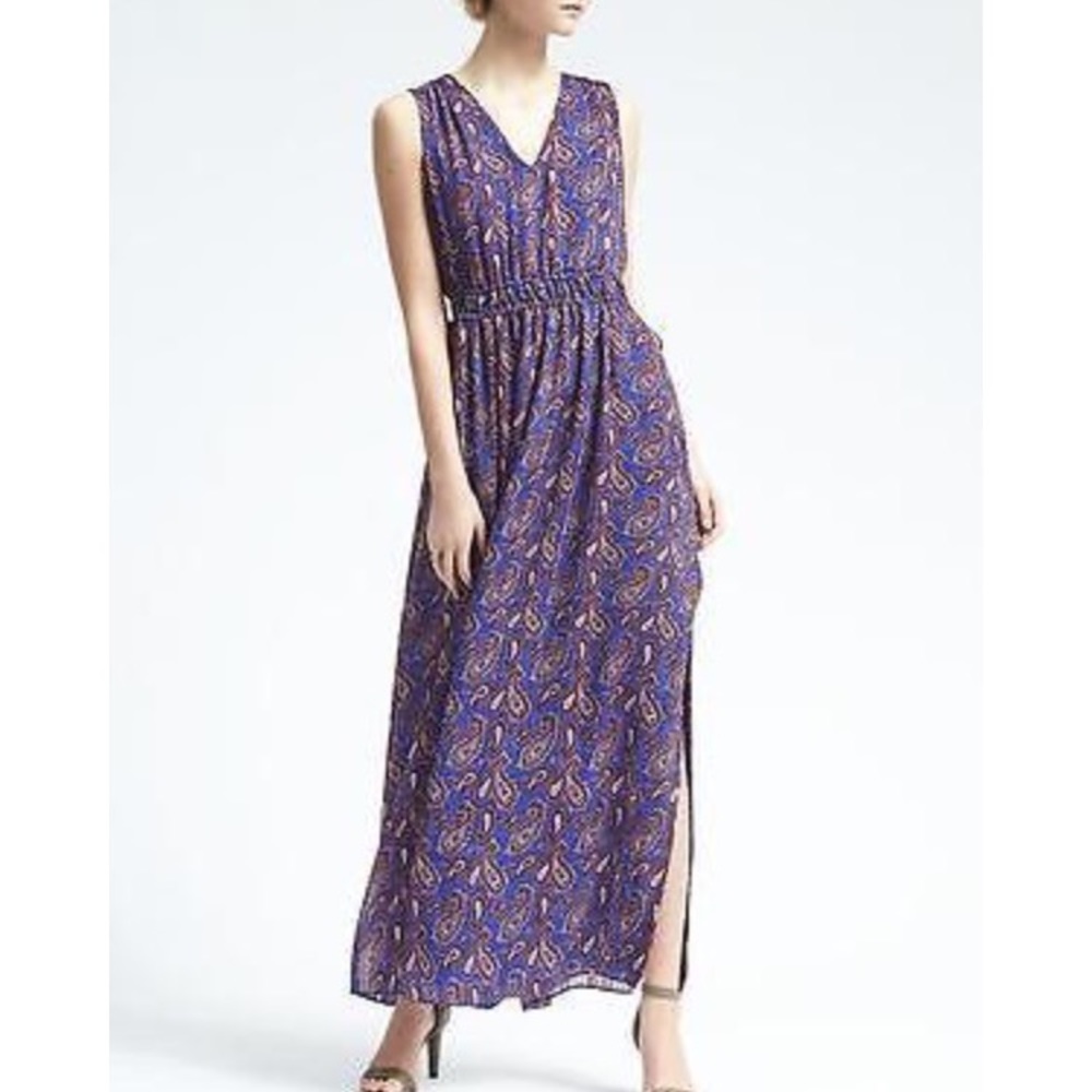 Banana republic Paisley gathered maxi dress small - Picture 7 of 7